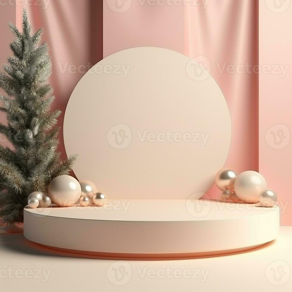 Winter Christmas background stage for product display. Generative AI photo