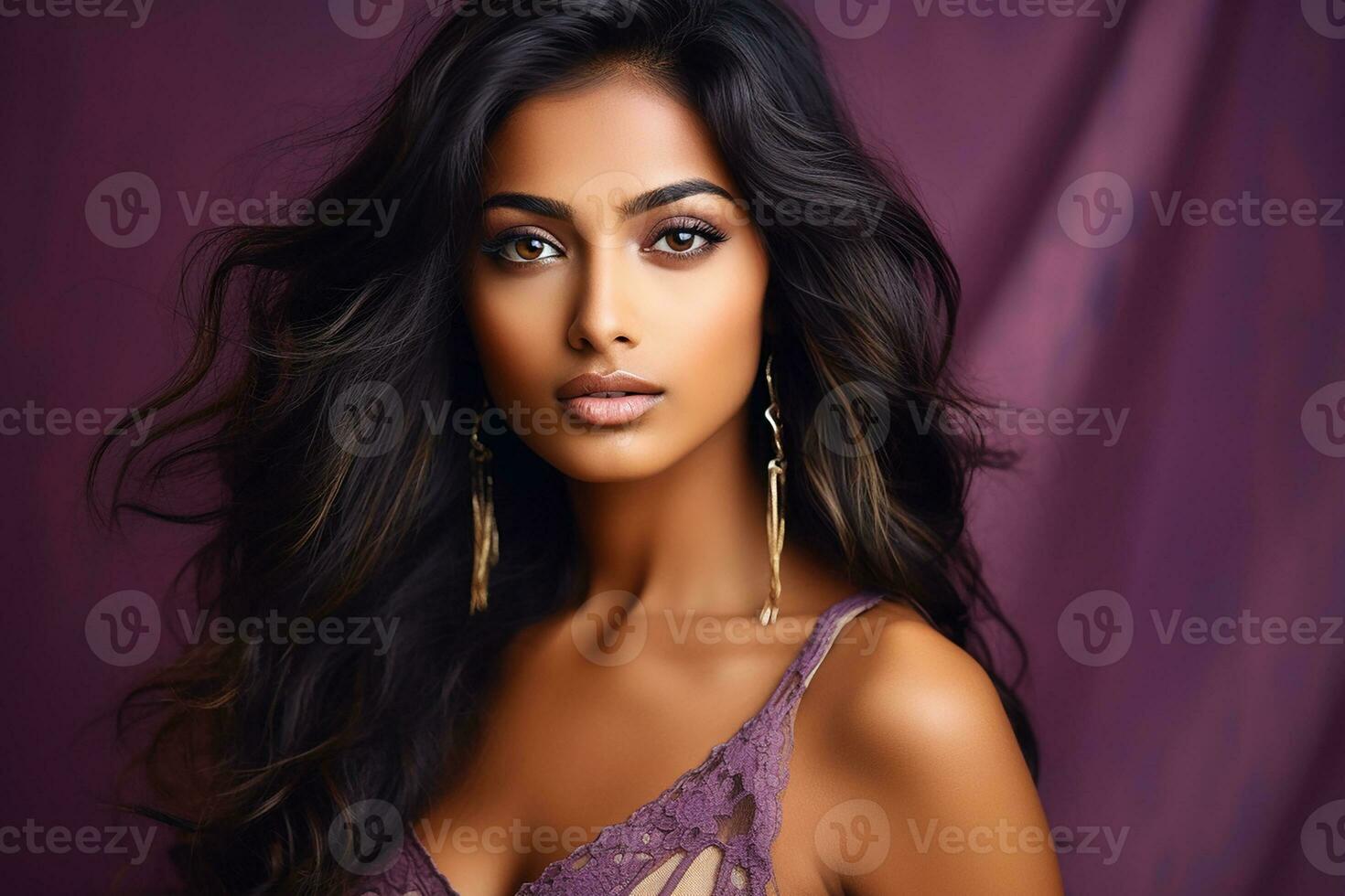 Ai generated Studio portrait of beautiful indian woman in casual and national dress in different colours background photo