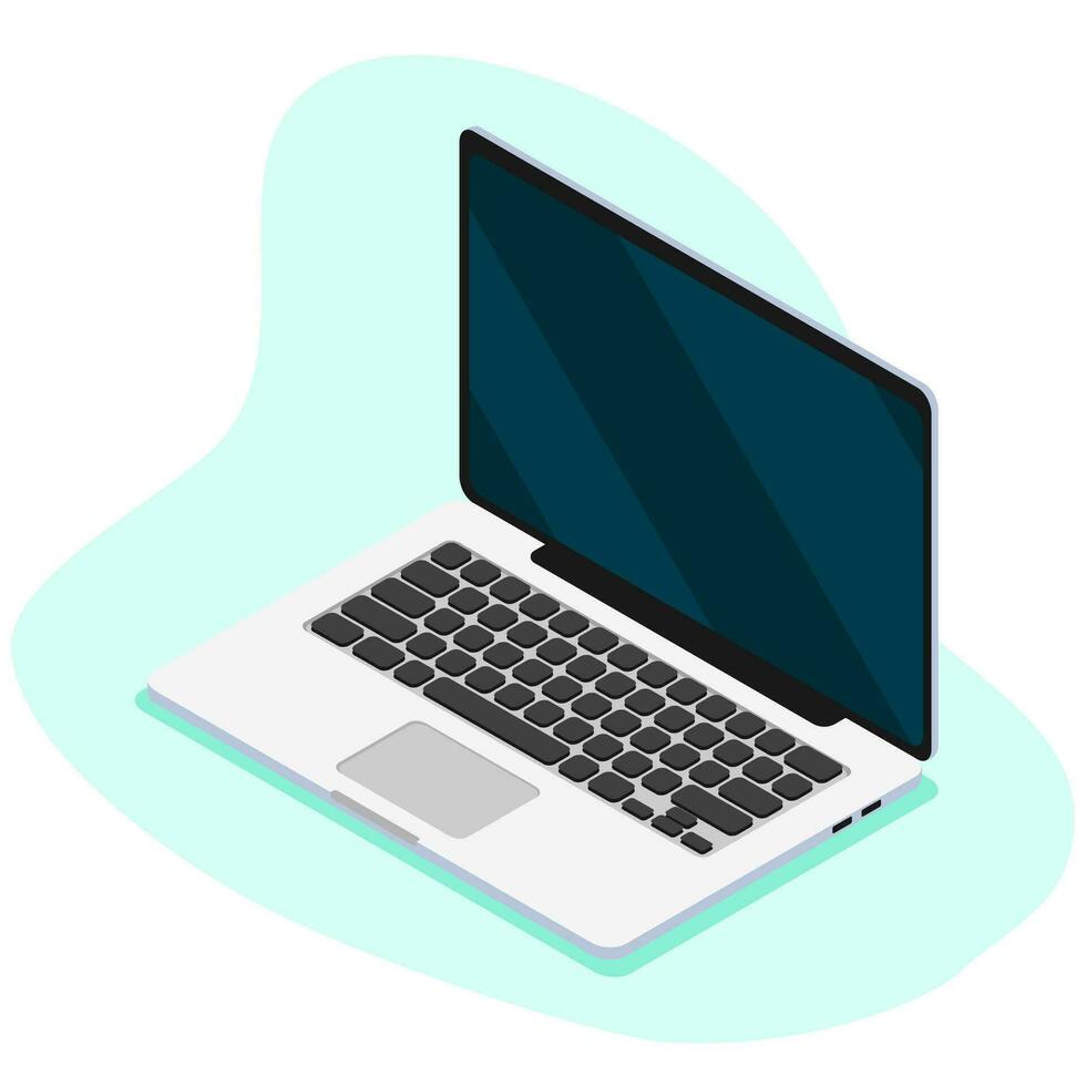 isometric laptop mockup, laptop isolated, computer flat, mockup modern laptop, laptop element, gadget electronic, Vector illustration.