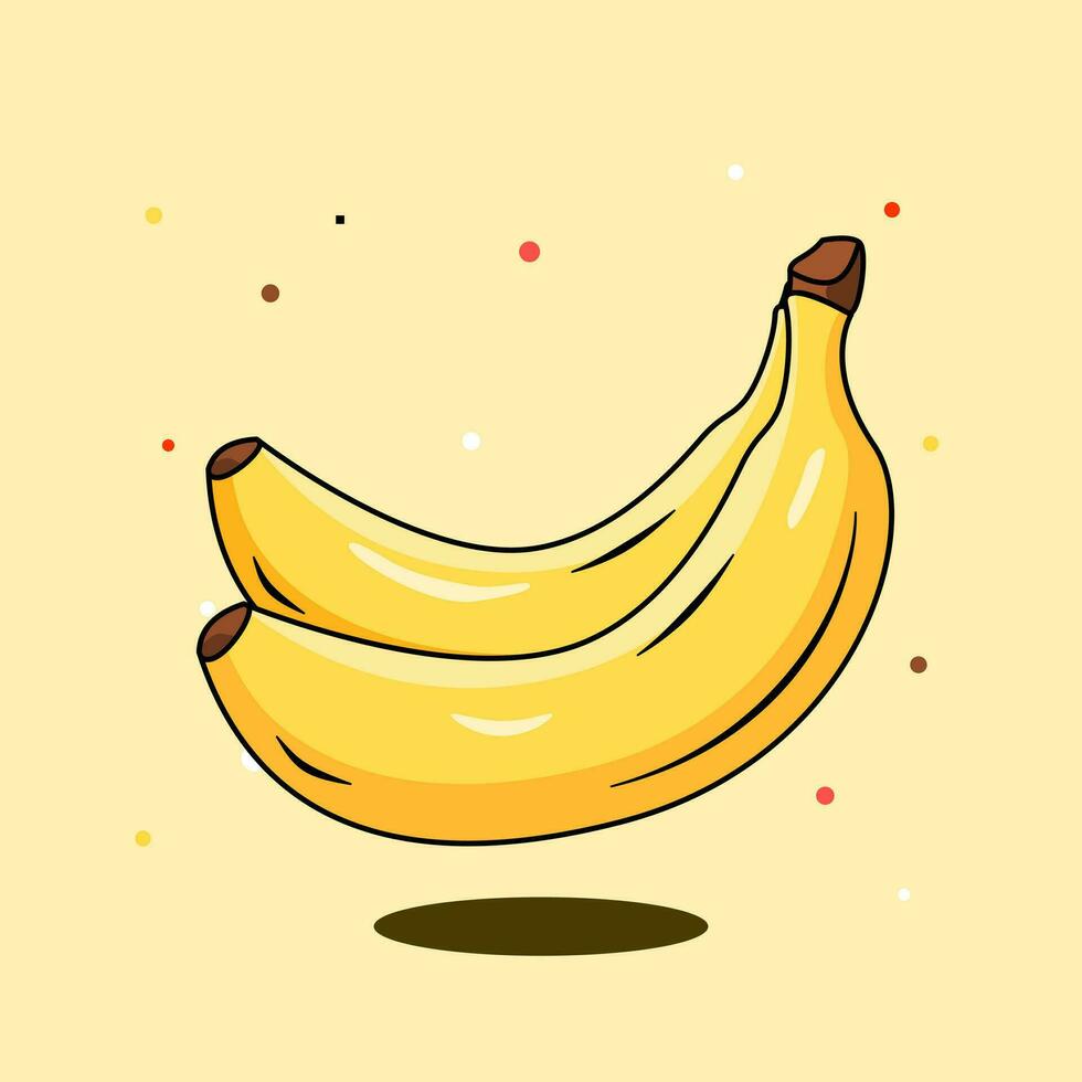 banana illustration, banana icon, cartoon, isolated, banana fruit energy, sweet fresh fruit. vector illustration design cute catoon kawaii