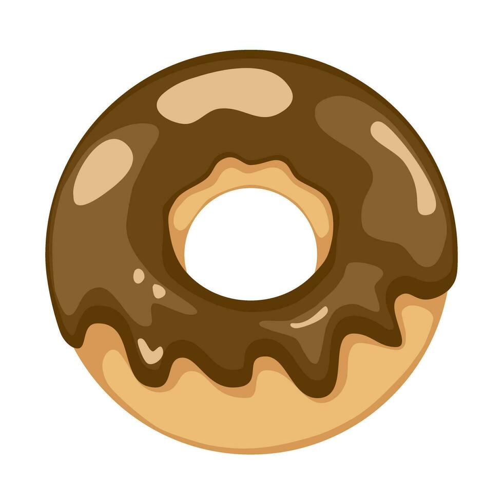 donut with chocolate, donut icon, dessert food, sweet donut, logo, fast food. vector illustration cartoon cute