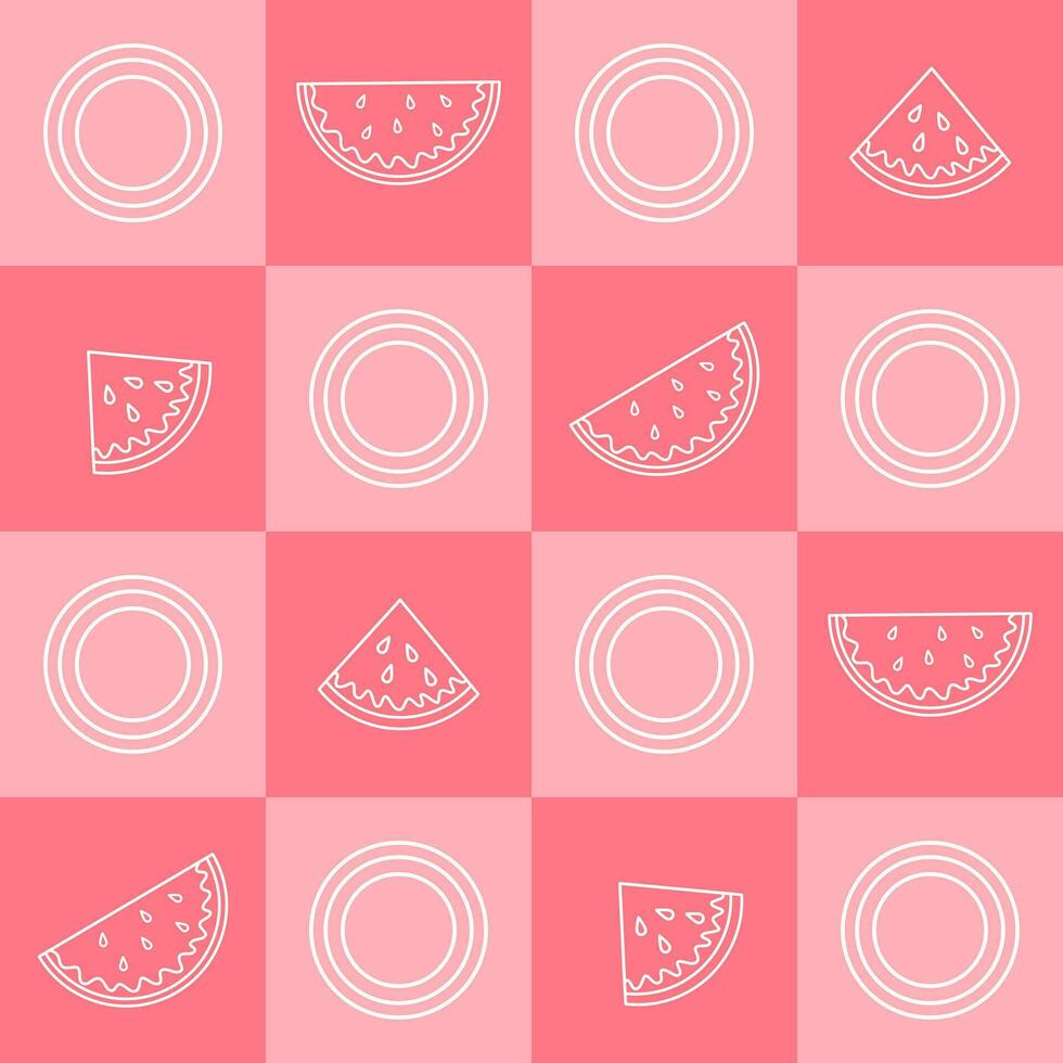 watermelon seamless pattern, summer background repeat, seed, juicy, fresh, fruit, watermelon slices, wallpaper, textile, wrapping paper, background. vector illustration drawn line in square design