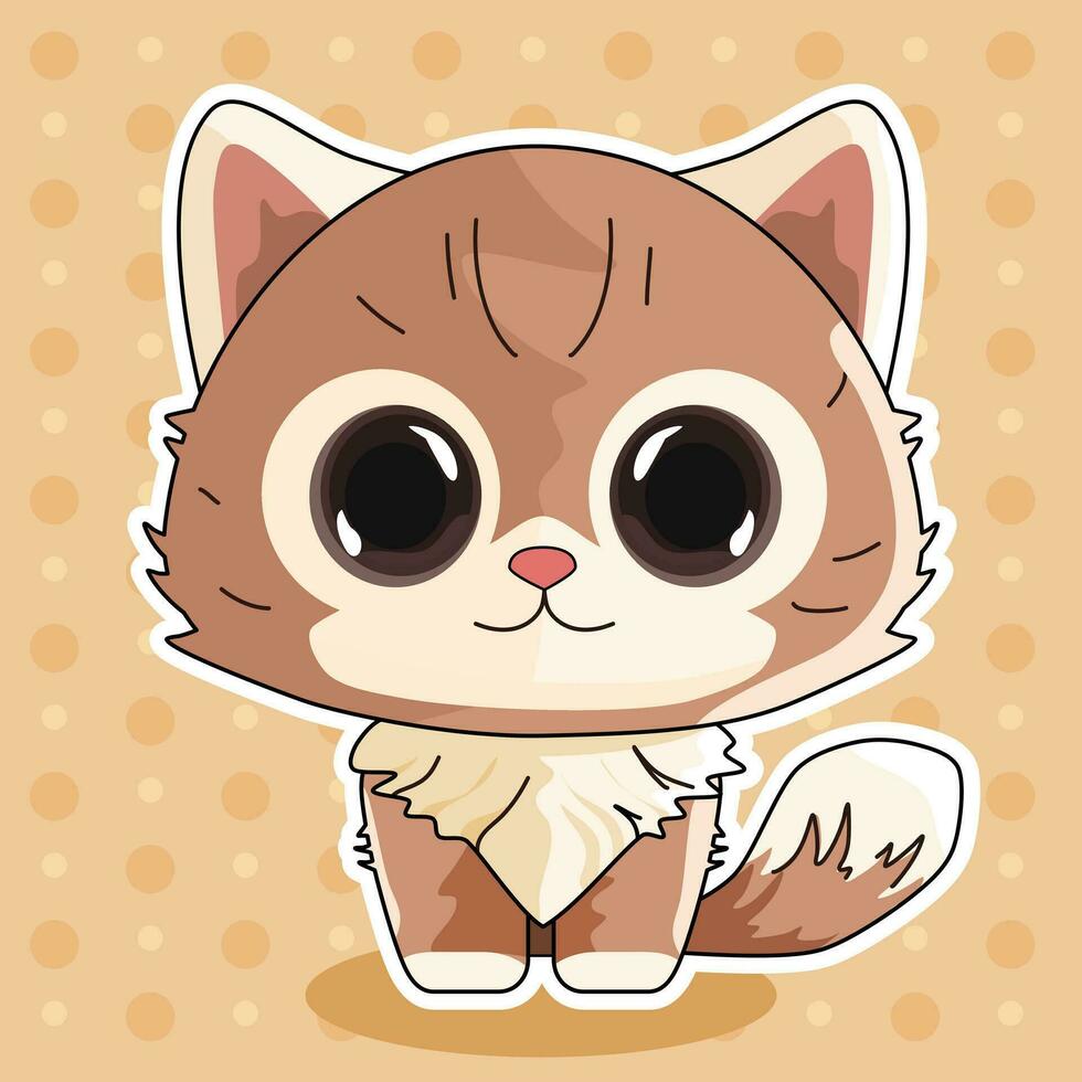 gato vector, kawaii gato, linda gato, dibujos animados gato, pequeño gatito, ojo grande mascota, mascota póster, saludo tarjeta diseño. vector ilustración kawaii estilo