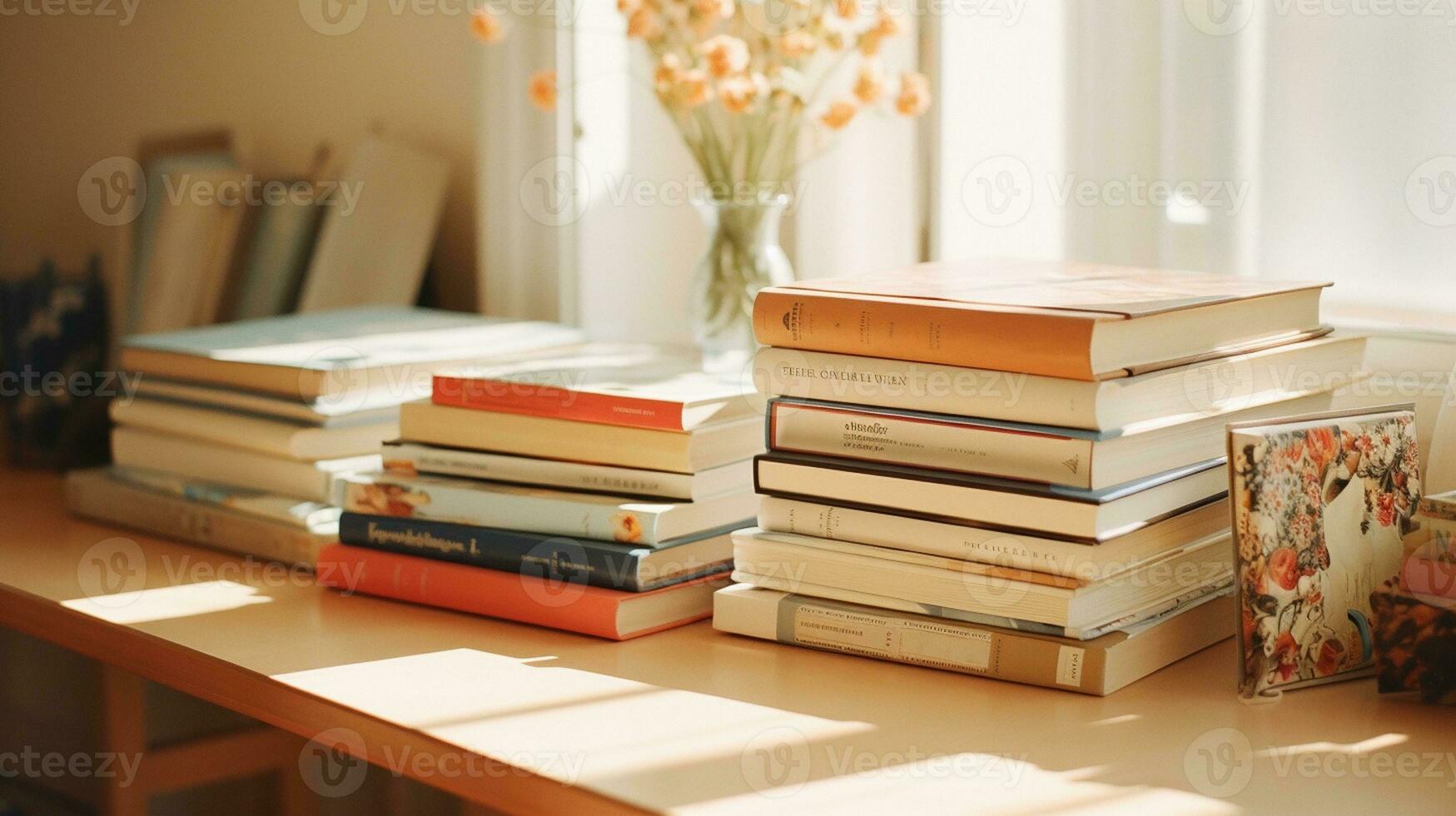 Organized Reading Delight Books on a Clean Table photo