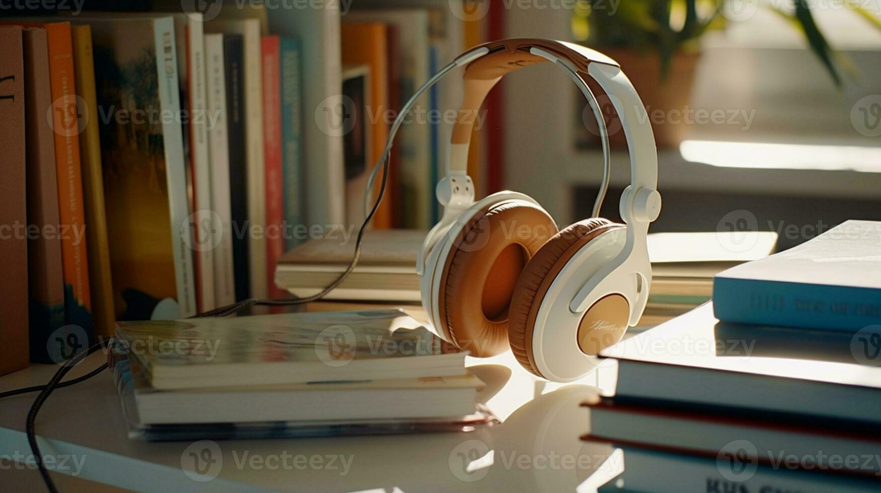 Tabletop Audio Excellence Headset on a Clean Computer Table photo