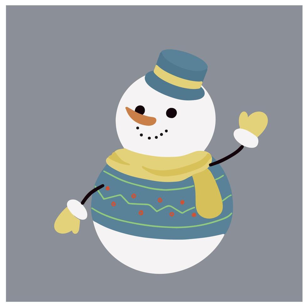 Navidad víspera monigote de nieve invierno vector ilustración