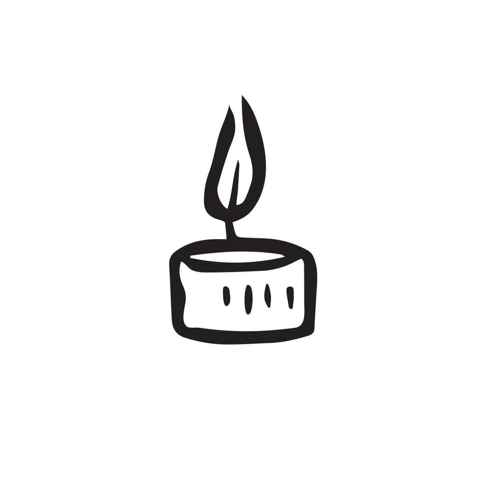 In the flickering glow of this doodled candle, find solace and serenity. Let its warm light illuminate your path and bring a sense of calm. Vector black and white illustration of a candle.