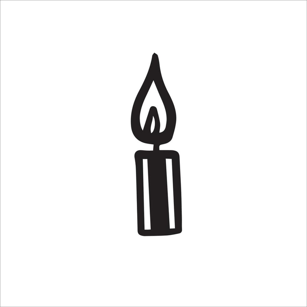 In the flickering glow of this doodled candle, find solace and serenity. Let its warm light illuminate your path and bring a sense of calm. Vector black and white illustration of a long candle.