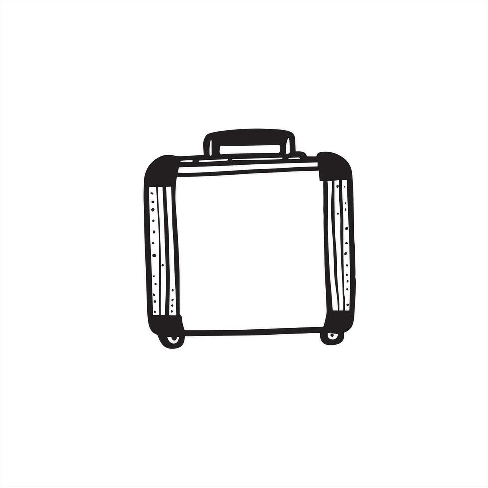 Vector black and white illustration of a travel luggage. Embark on a journey through time with this black and white doodle of travel luggage. It whispers tales of adventure and wanderlust.