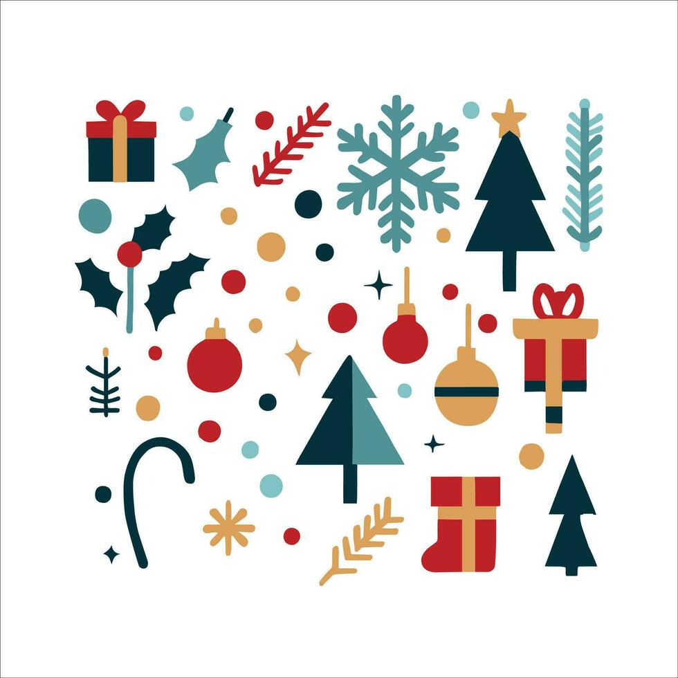 Embrace the festive spirit with this captivating illustration of a Christmas items set. Deck the halls with joyful cheer. Vector illustrations