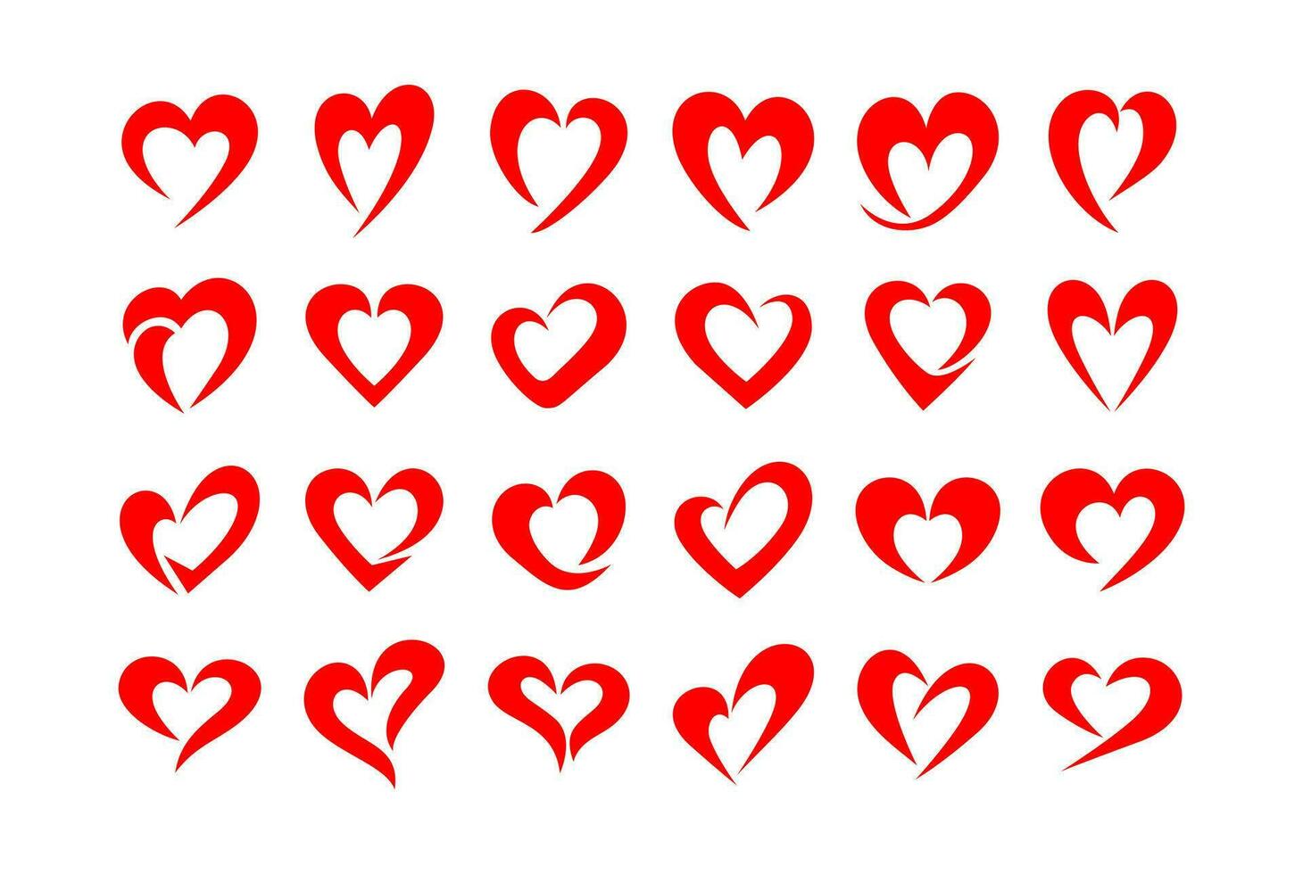 Simple swoosh line love heart icon logo design bundle vector