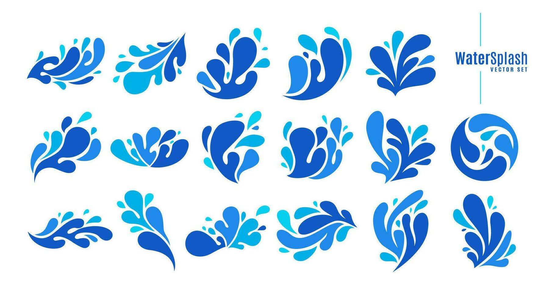 Modern water droplet splash icon logo design bundle vector