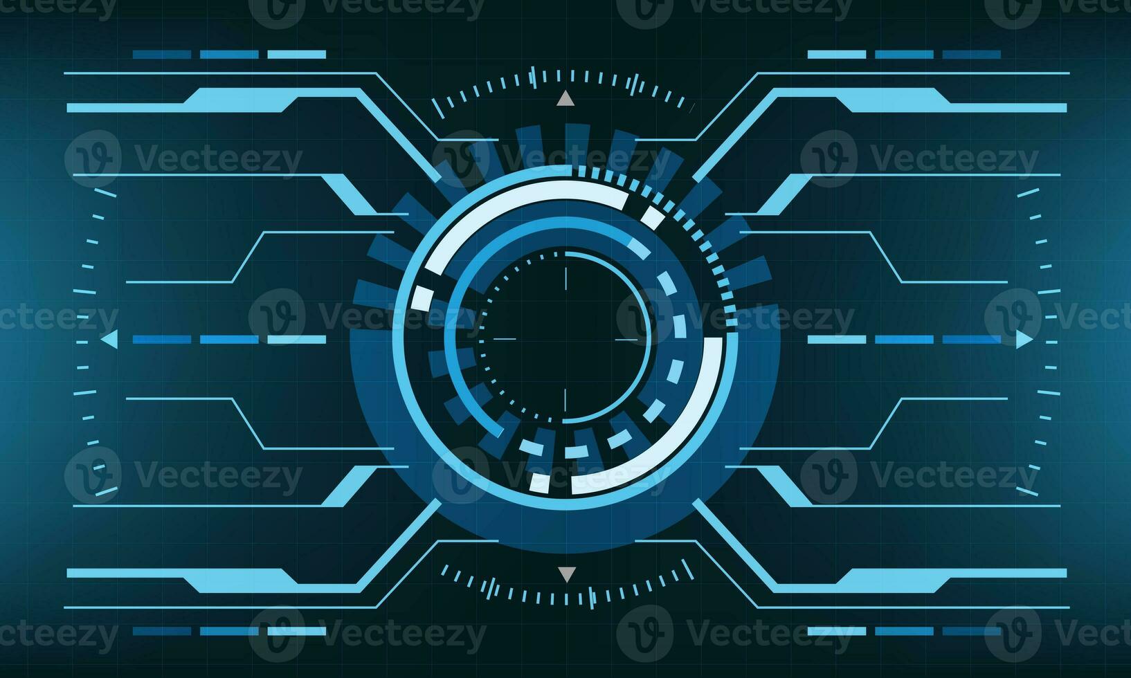 HUD sci-fi interface screen view geometric on blue design virtual reality futuristic technology creative display vector photo