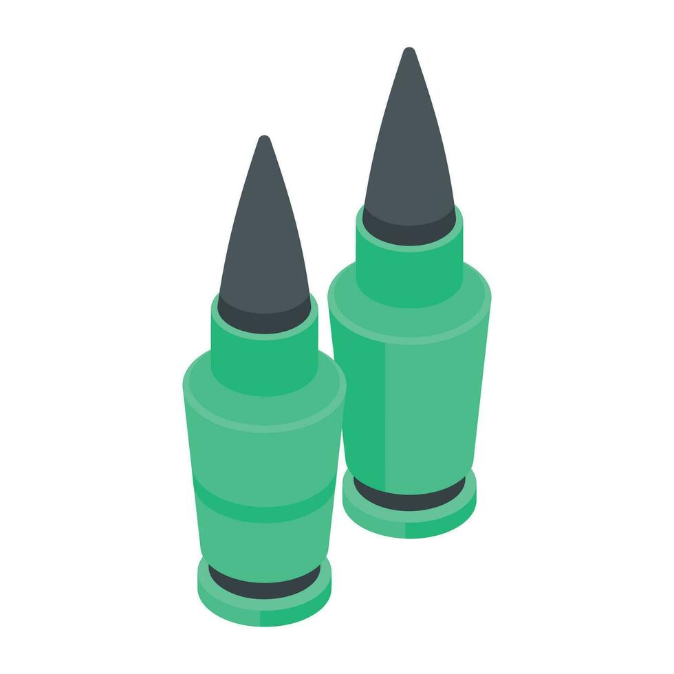 Premium isometric icon showing gun bullets vector