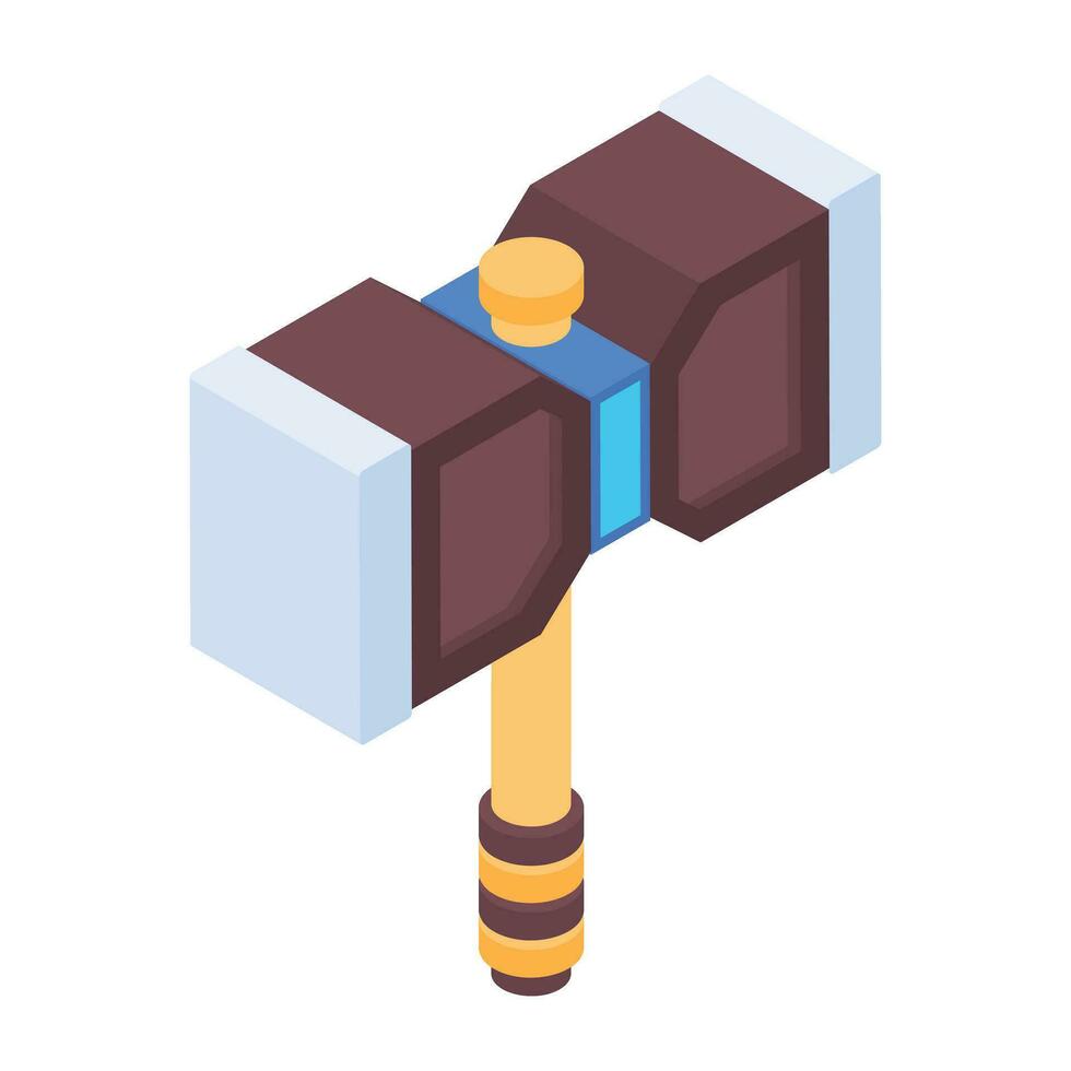 Game hammer isometric icon is ready for premium download vector