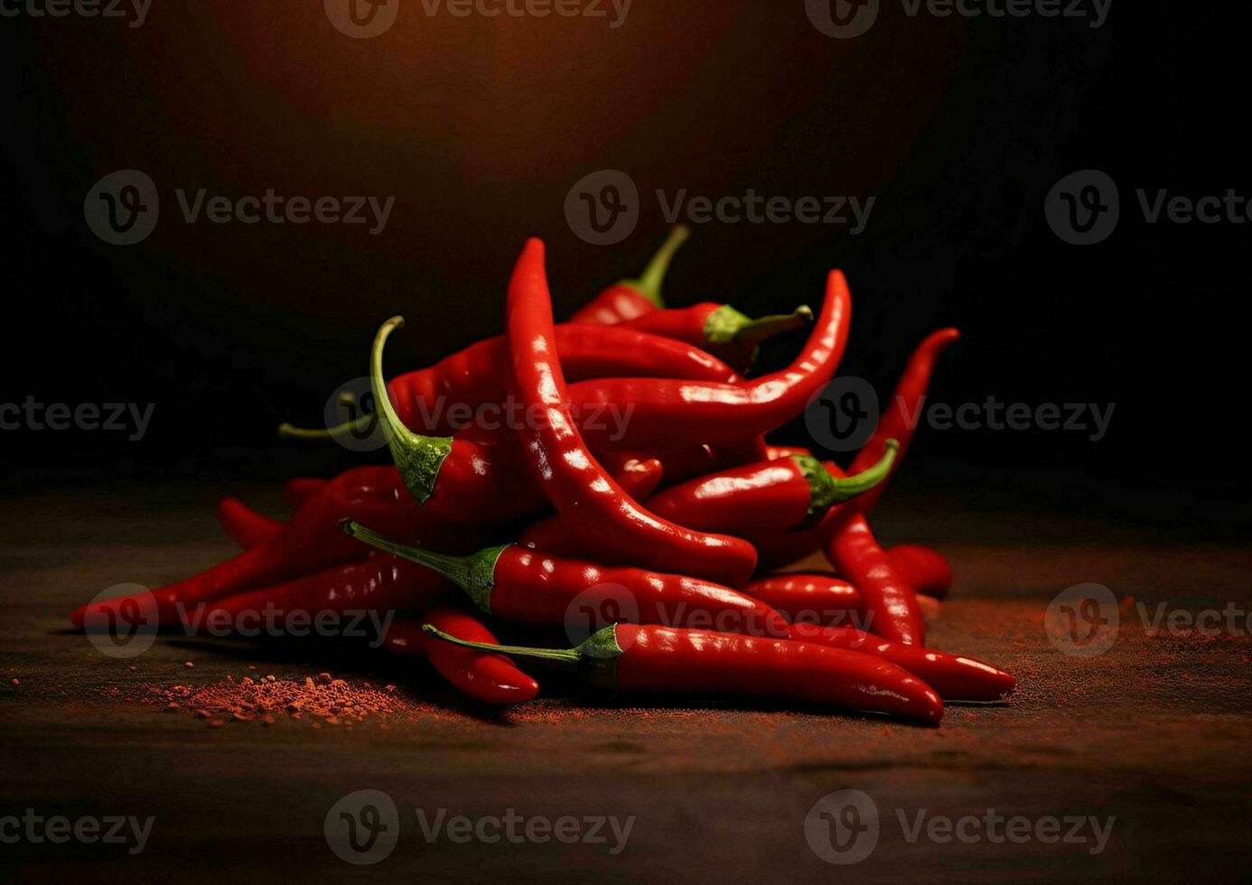 Fresh Red Cayenne Pepper with Water Droplets. Generative AI photo
