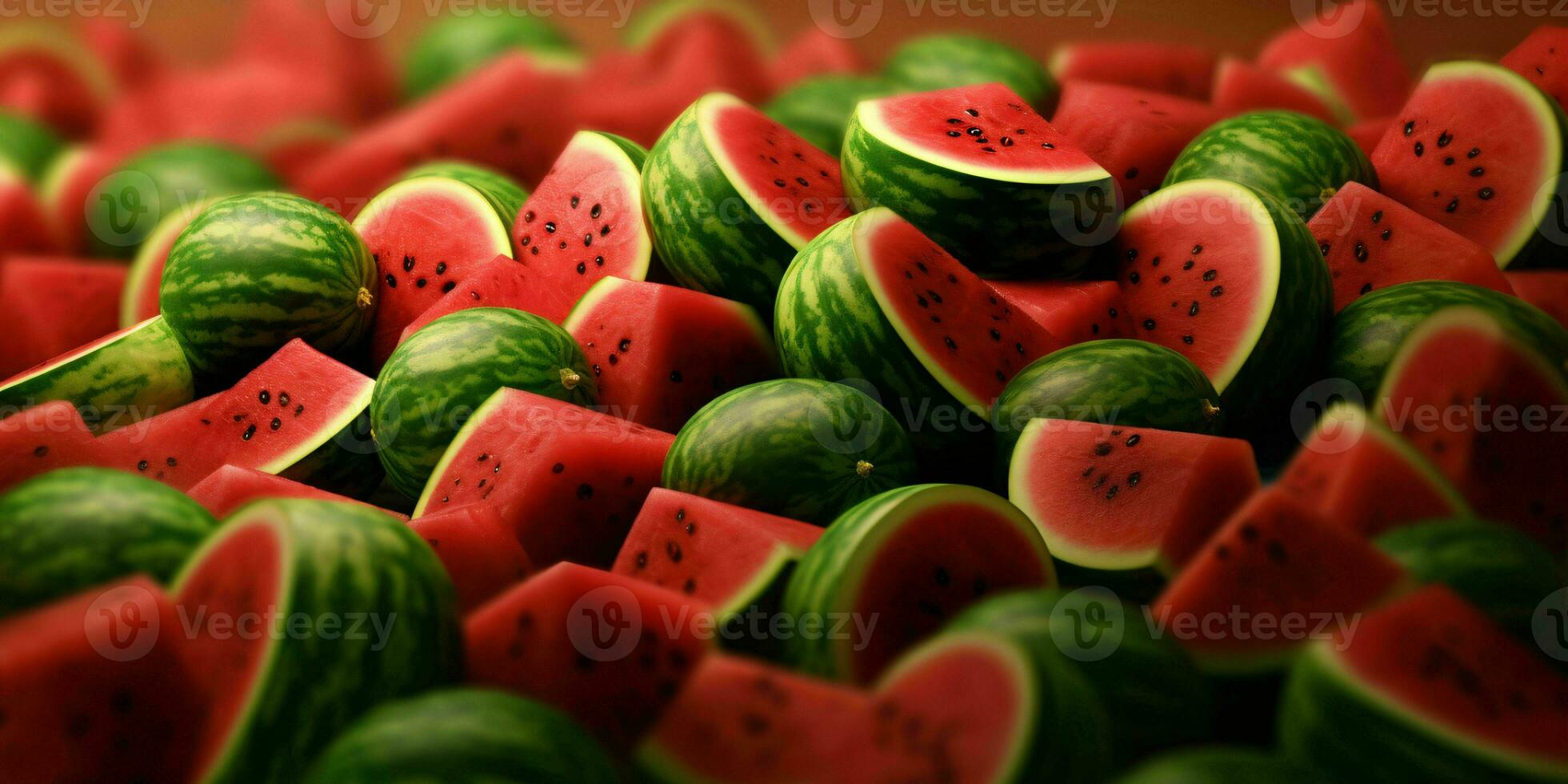 Sliced Watermelons Background. Heap of Watermelons. Generative AI photo