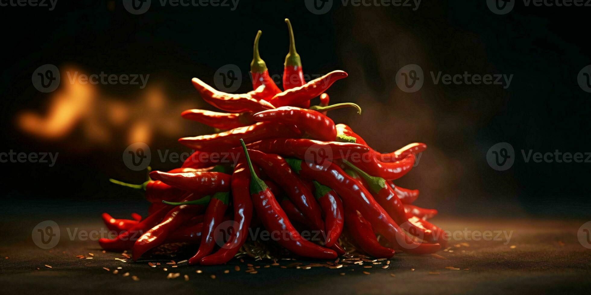 Fresh Red Cayenne Pepper with Water Droplets. Generative AI photo