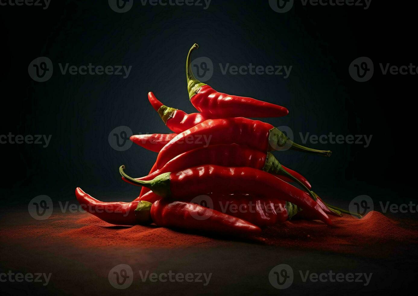 Fresh Red Cayenne Pepper with Water Droplets. Generative AI photo