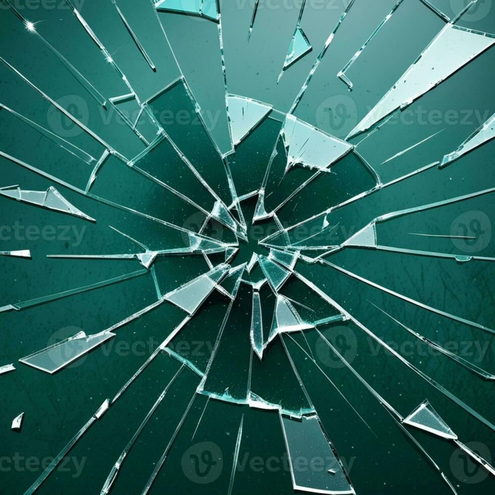 Ai generated content. Shattered Reality Broken Glass in Closeup photo