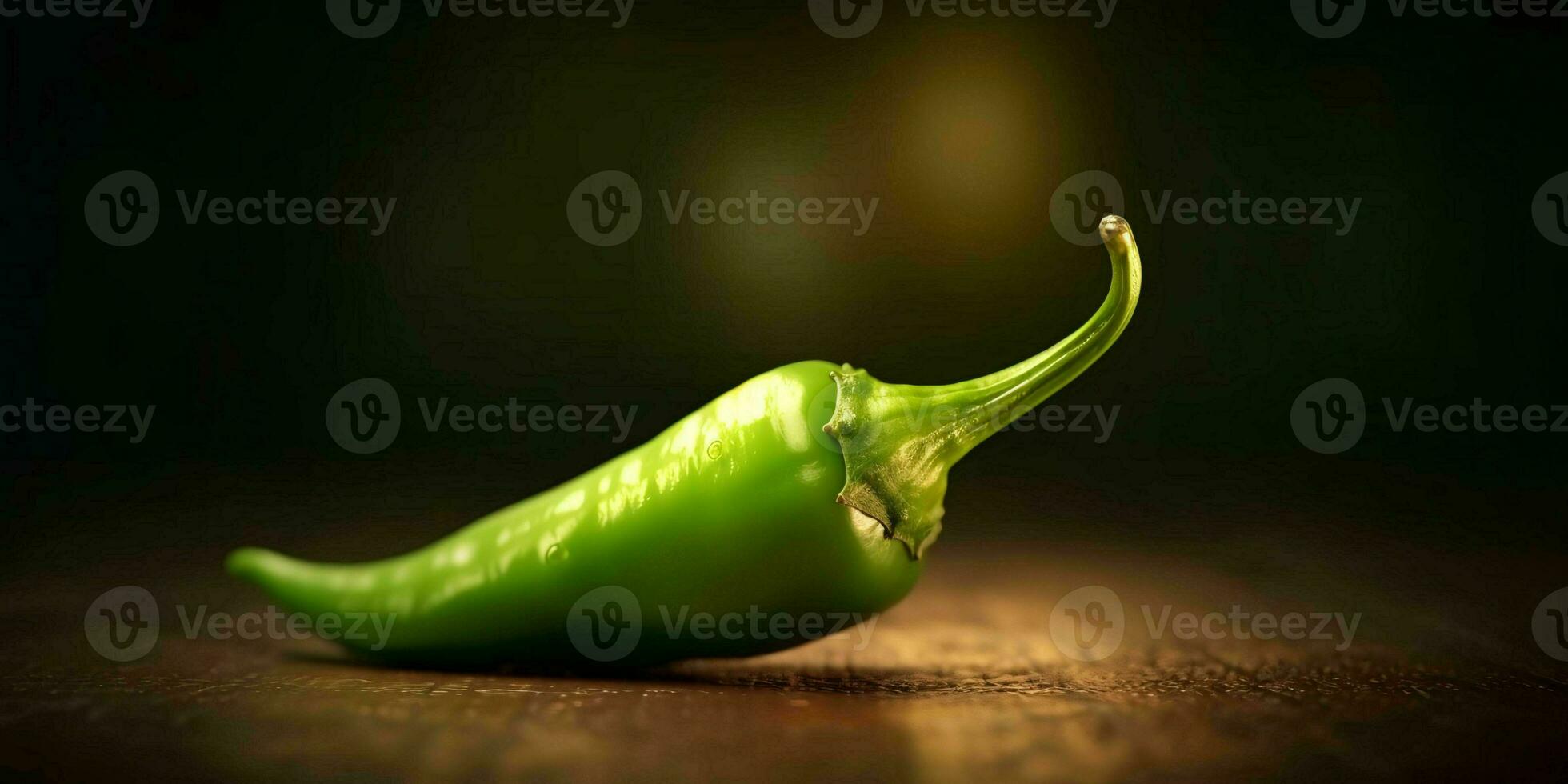 Fresh Green Cayenne Pepper with Water Droplets. Generative AI photo