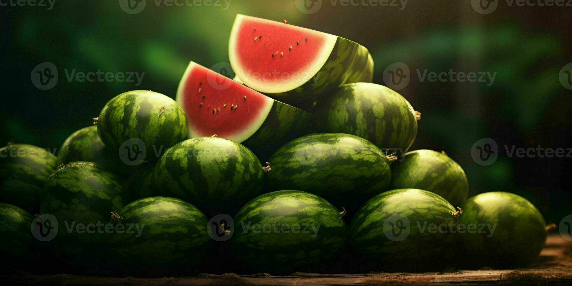 Sliced Watermelons Background. Heap of Watermelons. Generative AI photo