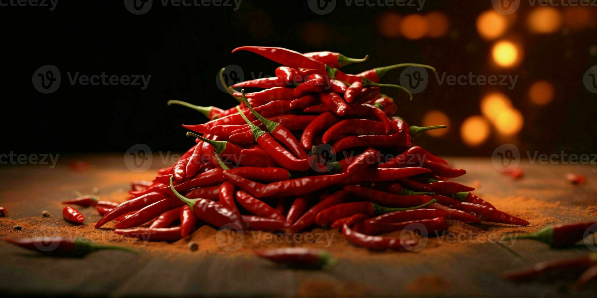 Fresh Red Cayenne Pepper with Water Droplets. Generative AI photo