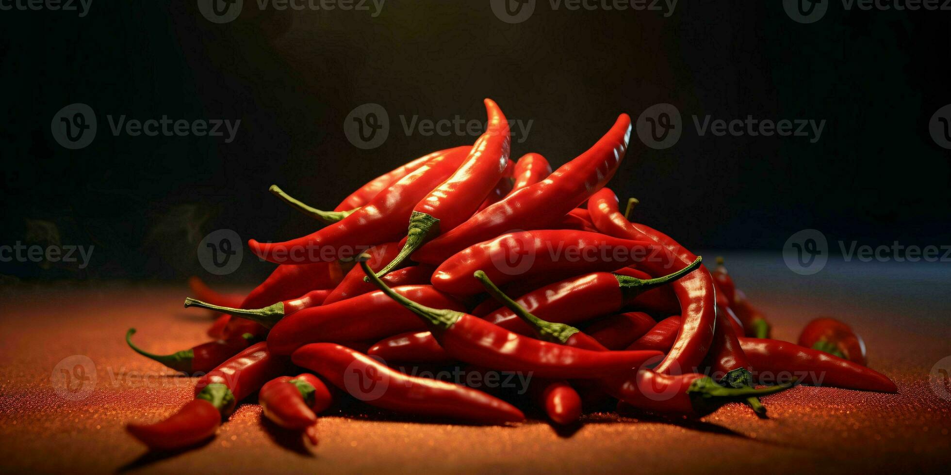 Fresh Red Cayenne Pepper with Water Droplets. Generative AI photo