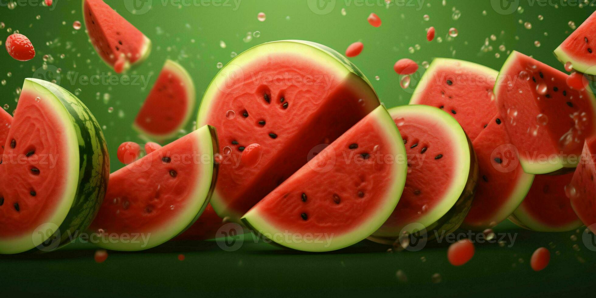 Sliced Watermelons Background. Heap of Watermelons. Generative AI photo