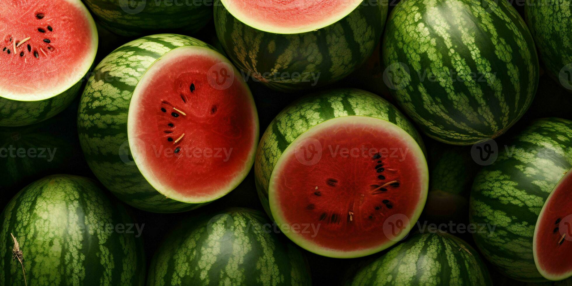 Sliced Watermelons Background. Heap of Watermelons. Generative AI photo