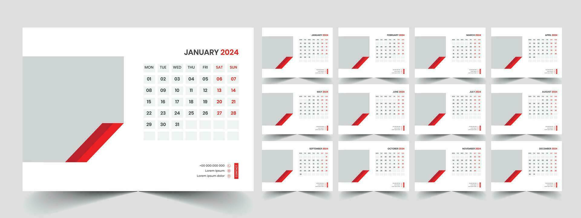 Desk Calendar Template 2024 vector