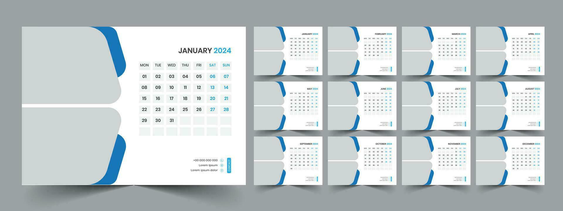 escritorio calendario modelo 2024 vector