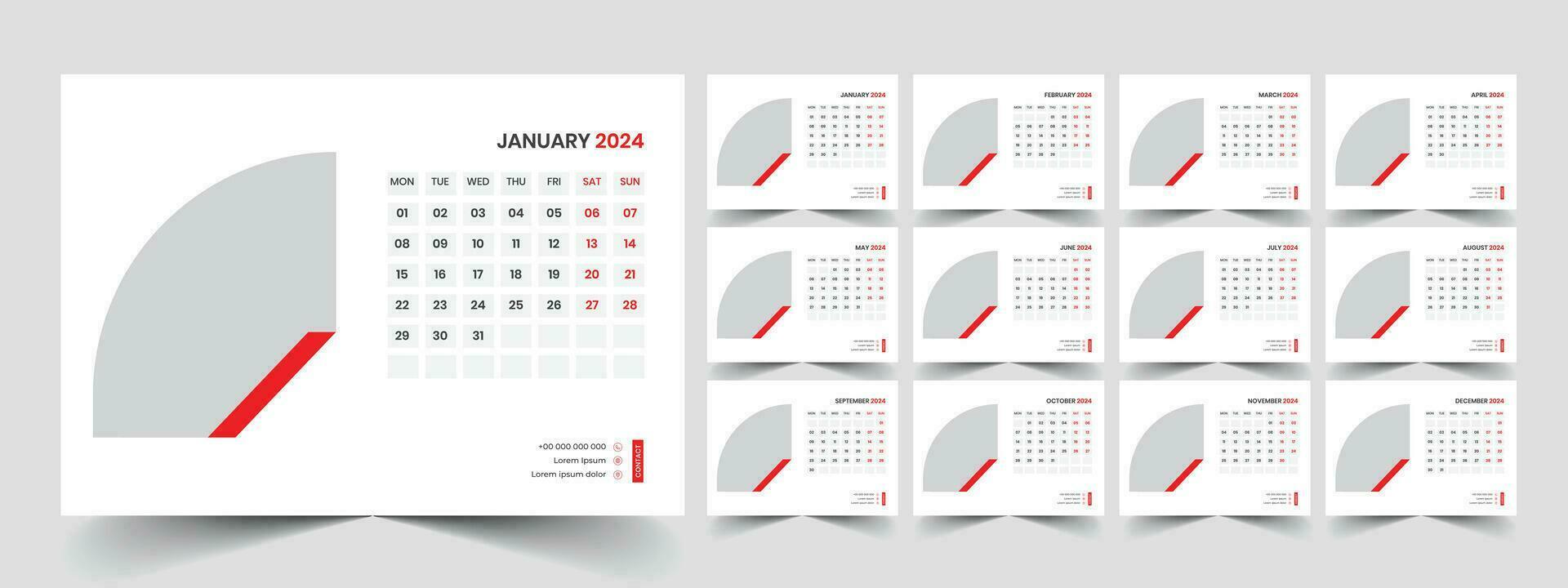 escritorio calendario modelo 2024 vector