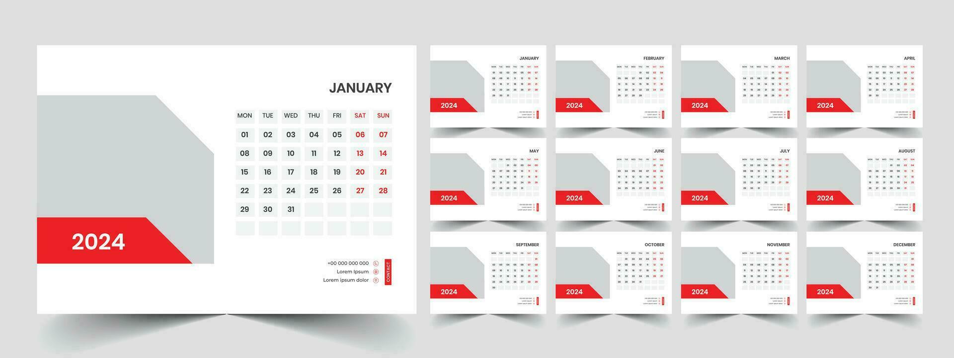 Desk Calendar Template 2024 vector