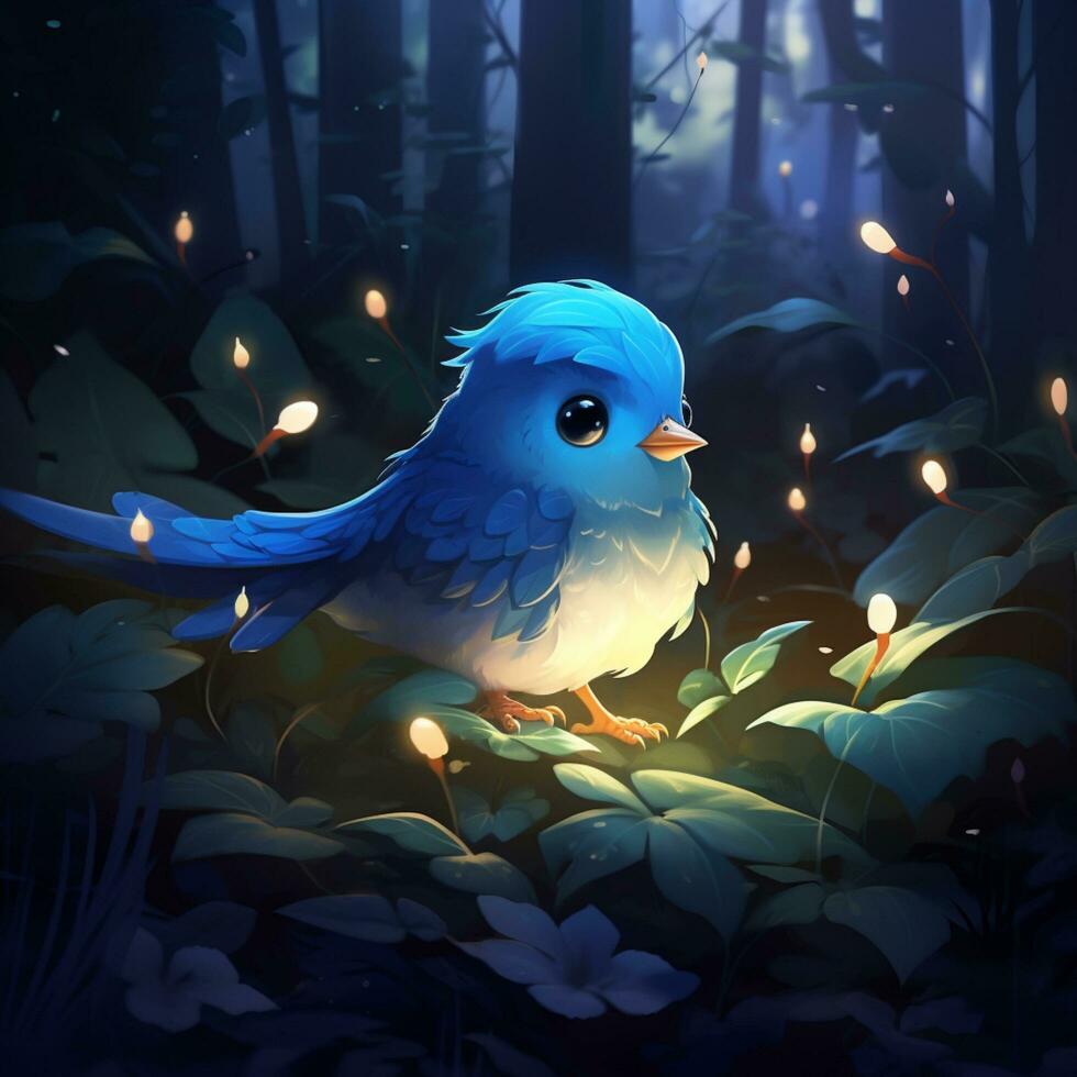 blue robin bird cute animation cartoon photo