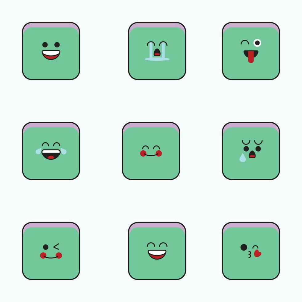 rectangular emoticones icono colocar. vector