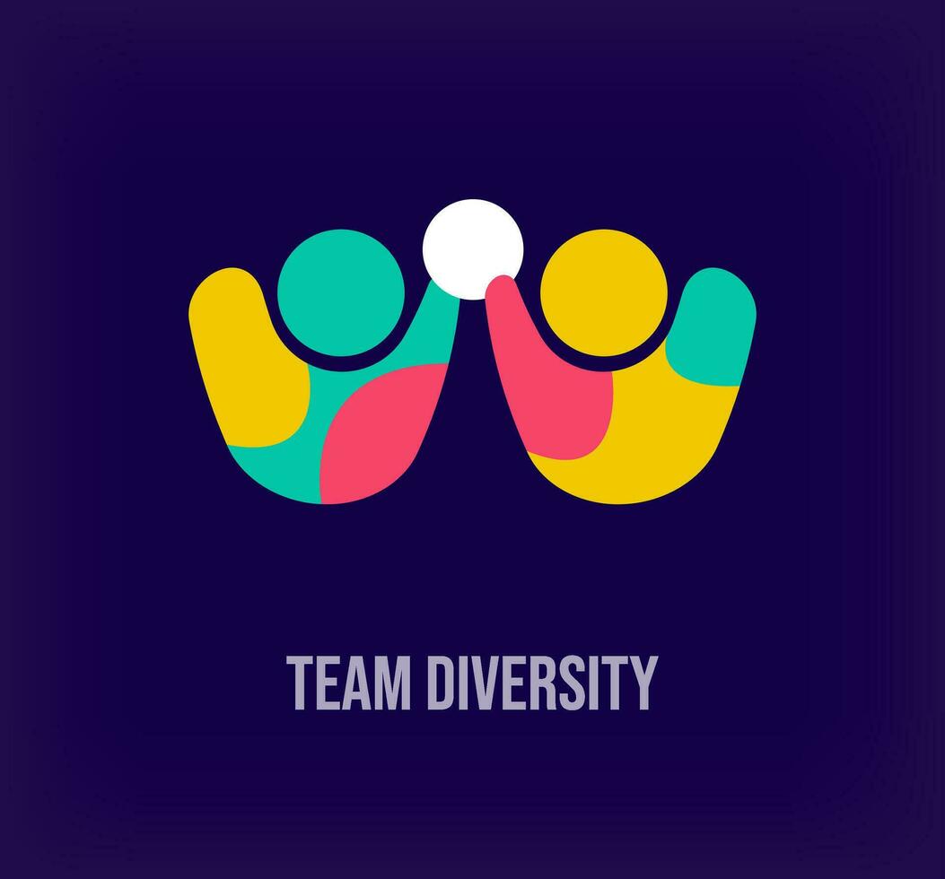 Creative team diversity logo. Unique color transitions. Social togetherness corporate logo template. vector