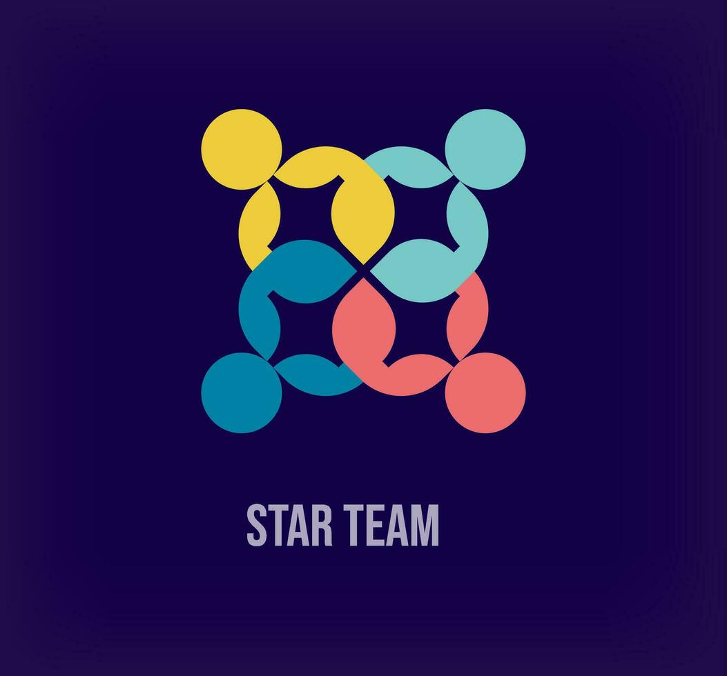 Creative stars team logo. Unique color transitions. Star cycle corporate logo template. vector