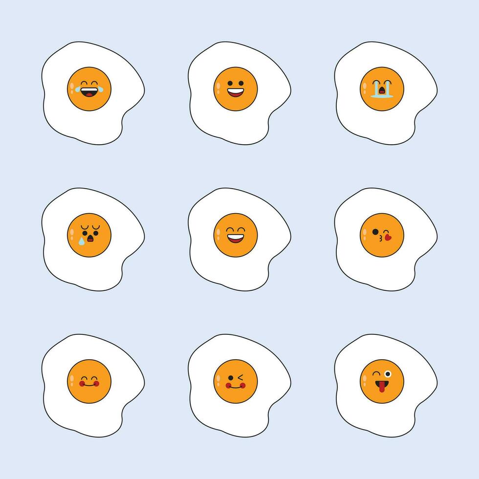 Set of Sunny side up eggs. vector