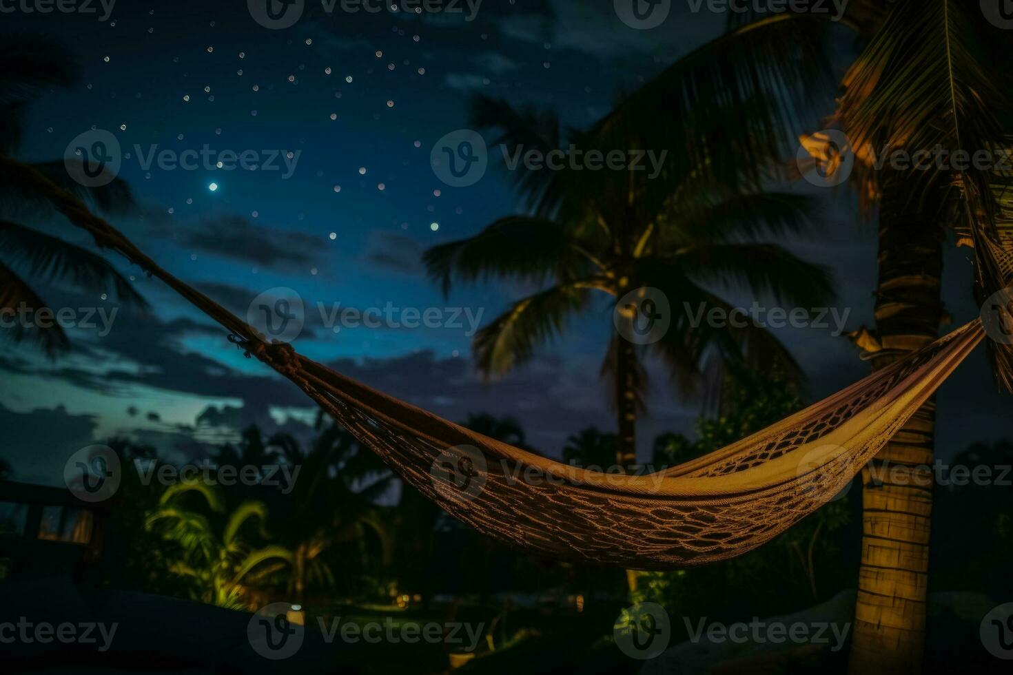 Star gazing in hammocks wrapped in warmth of New Years tropical night photo