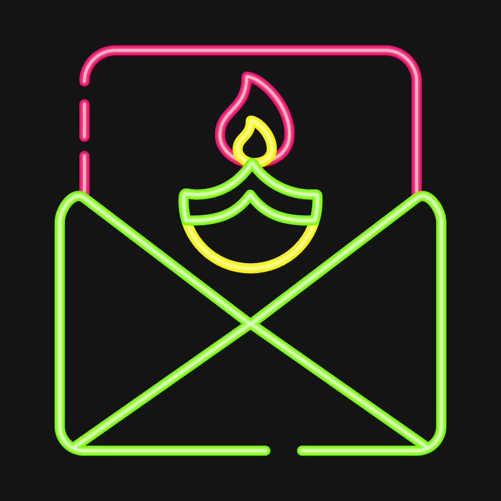 Icon greeting card. Diwali celebration elements. Icons in neon style. Good for prints, posters, logo, decoration, infographics, etc. vector