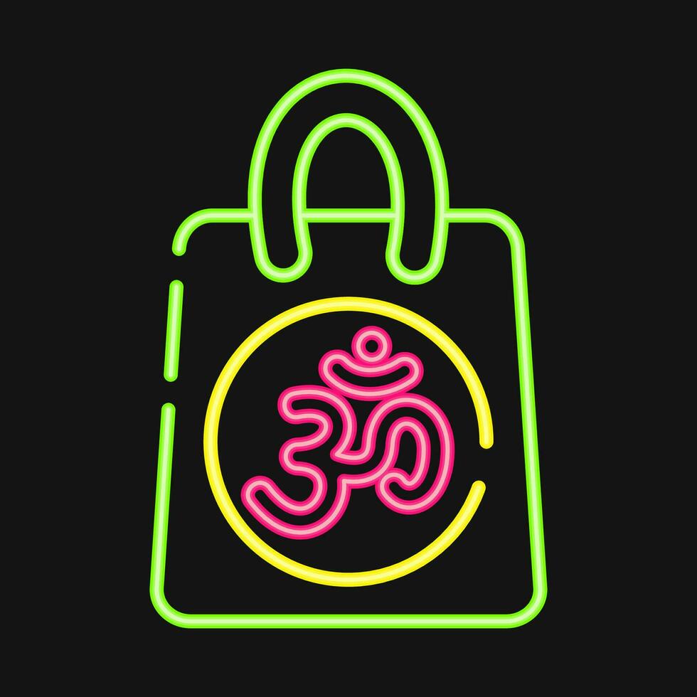 Icon gift bag. Diwali celebration elements. Icons in neon style. Good for prints, posters, logo, decoration, infographics, etc. vector