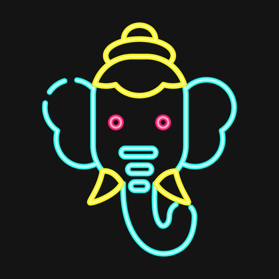 Icon ganesha. Diwali celebration elements. Icons in neon style. Good for prints, posters, logo, decoration, infographics, etc. vector