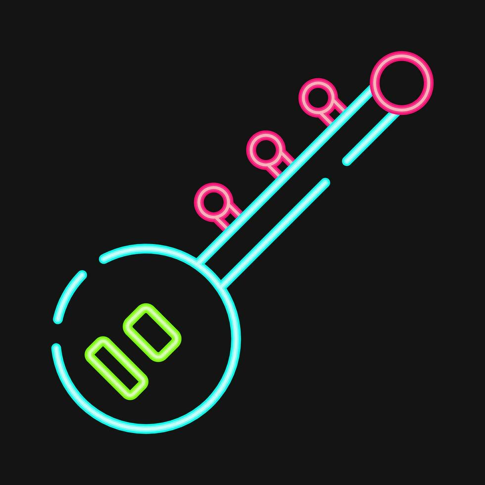 Icon sitar. Diwali celebration elements. Icons in neon style. Good for prints, posters, logo, decoration, infographics, etc. vector