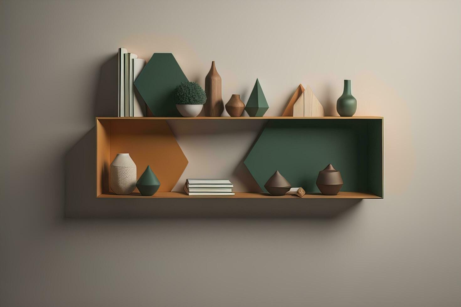 Bookshelf in scandinavian interior. ai generative photo