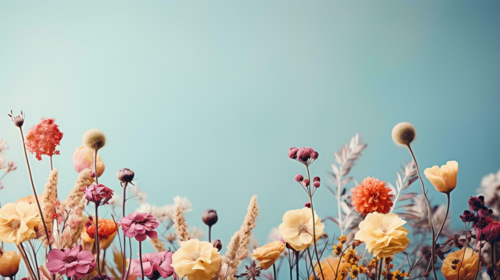 wild meadow flowers with copy space photo