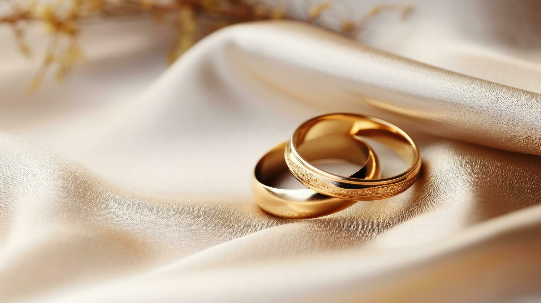 wedding rings on romantic background photo