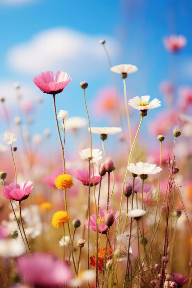 wild meadow flowers with copy space photo