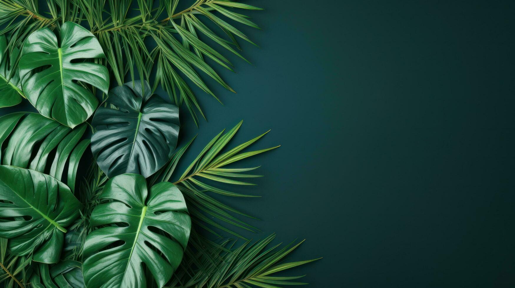 tropical leaves with copy space photo