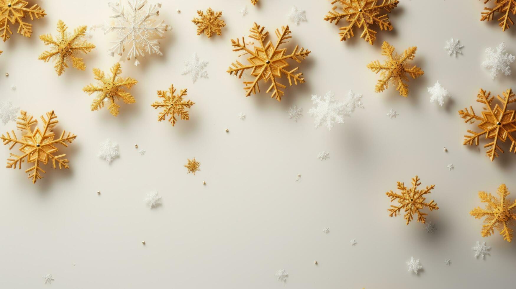 gold snowflakes with copy space photo